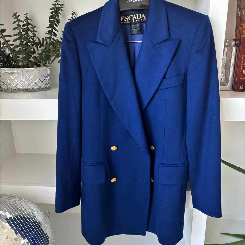 Escada 100% cashmere blazer, stunning royal blue! Sz 14